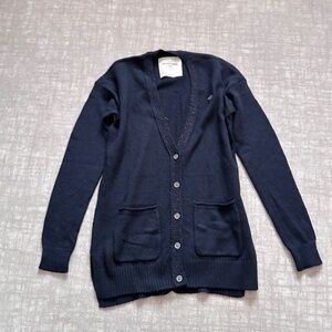 Abercrombie Kids Girl’s Dark Navy Preppy V-Neck Cardigan in Size Large
